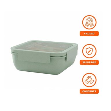 PACK6 TAPER CUADRADO CON CUBIERTOS 1100ML ROSADO PARA LUNCH ALIMENTOS Y+REGALO STICKER - 2