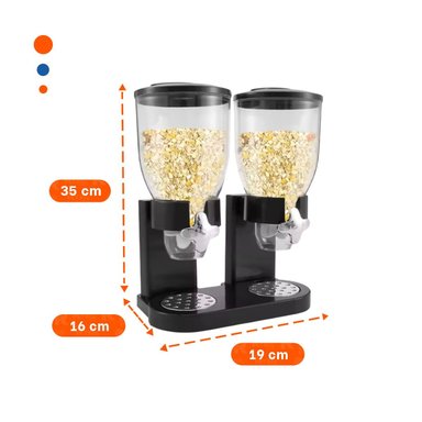 PACK4 CONTENEDOR DOBLE DE GRANOS 2L NEGRO IDEAL PARA ORGANIZAR DESPENSA Y COCINA - 4