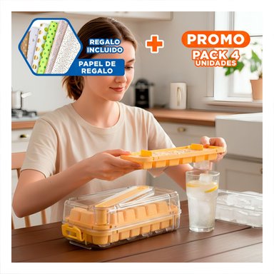 PACK4 MOLDE DE HIELO VERDE CLIC LINEA LIGERA Y SEGURA PARA USO DIARIO Y+PAPEL REGALO - 1