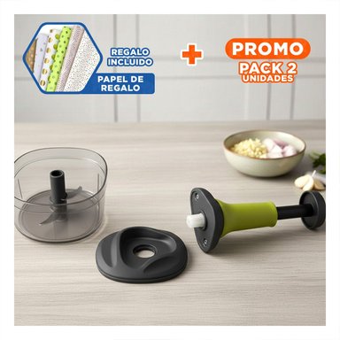 PACK2 CORTADOR DE VERDURAS MULTIFUNCIONAL 1 5L BLANCO Y PLOMO PARA USO FAMILIAR Y+PAPEL REGALO - 1