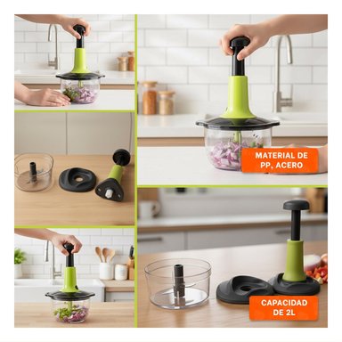 PACK2 CORTADOR DE VERDURAS MULTIFUNCIONAL 1 5L BLANCO Y PLOMO PARA USO FAMILIAR Y+PAPEL REGALO - 3