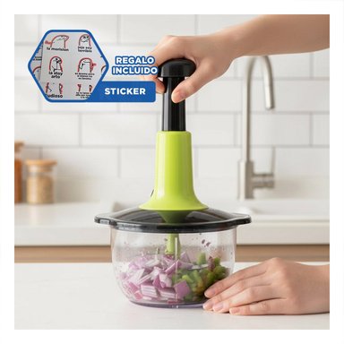 PICADORA COMPACTA MULTIFUNCIONAL 1 5L BLANCO Y PLOMO PARA USO DIARIO EN COCINA Y+REGALO STICKER - 1