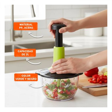 PICADORA COMPACTA MULTIFUNCIONAL 1 5L BLANCO Y PLOMO PARA USO DIARIO EN COCINA Y+REGALO STICKER - 5
