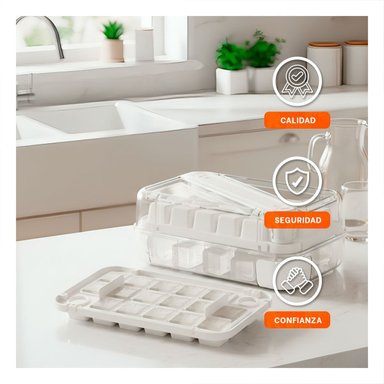 MOLDE DE CUBOS DE HIELO VERDE CLIC LINEA REUTILIZABLE Y COMODO PARA JUGOS Y+PAPEL REGALO - 3