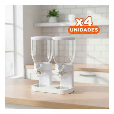 PACK4 CONTENEDOR DOBLE DE GRANOS 2L NEGRO IDEAL PARA ORGANIZAR DESPENSA Y COCINA - 1
