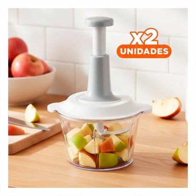 PACK2 PICADORA DE VERDURAS MULTIFUNCIONAL 1 5L BLANCO Y PLOMO PARA ALIMENTOS Y+REGALO STICKER - 1