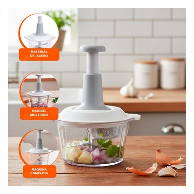 PACK2 PICADORA DE VERDURAS MULTIFUNCIONAL 1 5L BLANCO Y PLOMO PARA ALIMENTOS Y+REGALO STICKER - 5