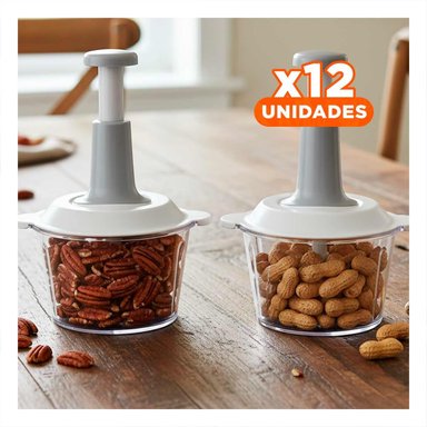 PACK12 TRITURADOR RAPIDO MULTIFUNCIONAL 1 5L BLANCO Y PLOMO PARA PREPARAR COMIDAS - 1