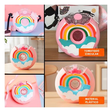 PACK2 BOTELLA PARA AGUA FUCSIA CIRCULAR 14X5CM RESISTENTE Y COMPACTA Y+PAPEL REGALO - 3