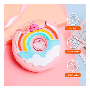 PACK2 BOTELLA PARA AGUA FUCSIA CIRCULAR 14X5CM RESISTENTE Y COMPACTA Y+PAPEL REGALO - 5