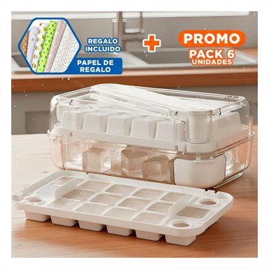 PACK6 CHAROLA DE HIELO VERDE CLIC LINEA SEGURA Y COMODA PARA BEBIDAS FRIAS Y+PAPEL REGALO - 1