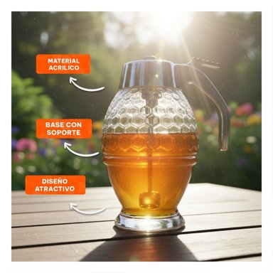 ENVASE FRASCO MIELERO 200ML TRANSPARENTE PARA SERVIR MIEL Y POSTRES Y+REGALO STICKER - 5