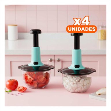 PACK4 PICADOR PARA COCINA MULTIFUNCIONAL 1 5L BLANCO Y PLOMO PARA CORTAR Y MEZCLAR FACIL - 1
