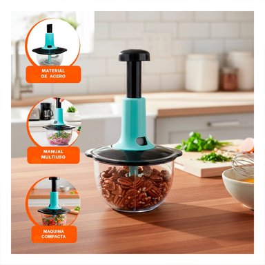 PACK4 PICADOR PARA COCINA MULTIFUNCIONAL 1 5L BLANCO Y PLOMO PARA CORTAR Y MEZCLAR FACIL - 3