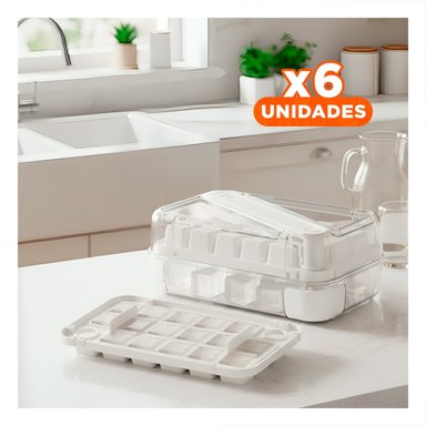 PACK6 RECIPIENTE DE CUBOS DE HIELO VERDE CLIC LINEA PARA COCTELES Y JUGOS Y+REGALO STICKER - 1