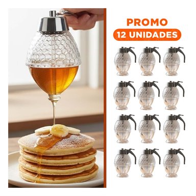 PACK12 FRASCO DE VIDRIO MIELERO 200ML TRANSPARENTE PARA COCINA Y USO DIARIO Y+REGALO STICKER - 1
