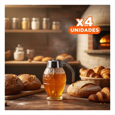 PACK4 BOTE DE VIDRIO MIELERO 200ML TRANSPARENTE PARA COCINA Y MESA - 1