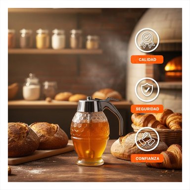 PACK4 BOTE DE VIDRIO MIELERO 200ML TRANSPARENTE PARA COCINA Y MESA - 3