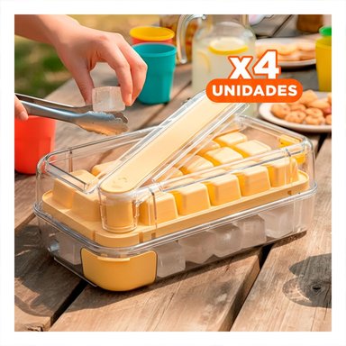PACK4 RECIPIENTE DE HIELO VERDE CLIC LINEA VERSATIL PARA CONGELAR AGUA Y BEBIDAS - 1
