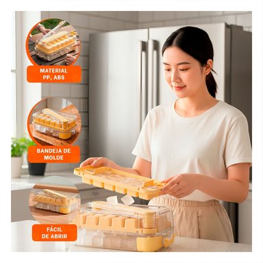 PACK4 RECIPIENTE DE HIELO VERDE CLIC LINEA VERSATIL PARA CONGELAR AGUA Y BEBIDAS - 5