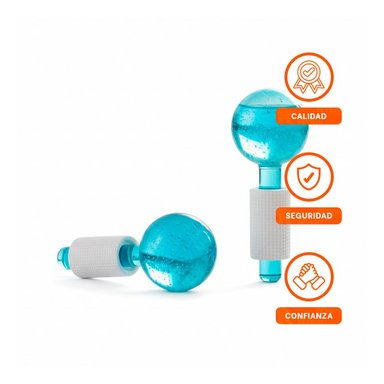PACK6 RODILLO FACIAL CON GLOBOS DE HIELO CELESTE PAR PARA TRATAMIENTO DIARIO Y+REGALO STICKER - 2