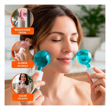 PACK6 RODILLO FACIAL CON GLOBOS DE HIELO CELESTE PAR PARA TRATAMIENTO DIARIO Y+REGALO STICKER - 3