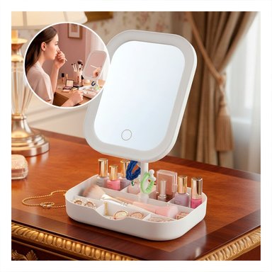 PANEL DE BELLEZA LED CUADRADO BLANCO CON BANDEJA DIVIDIDA PRACTICA Y+POST IT - 2