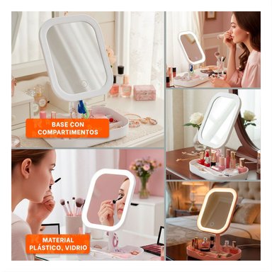 PANEL DE BELLEZA LED CUADRADO BLANCO CON BANDEJA DIVIDIDA PRACTICA Y+POST IT - 5