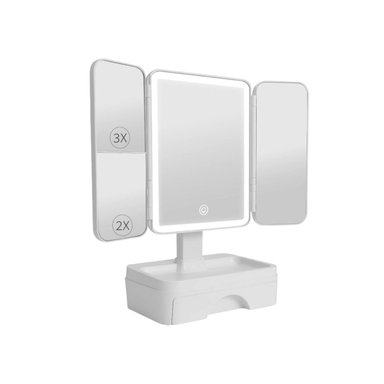 PACK2 ORGANIZADOR TOCADOR LED TRIPLE BLANCO CON CAJON Y LUZ SUAVE Y+REGALO STICKER - 2