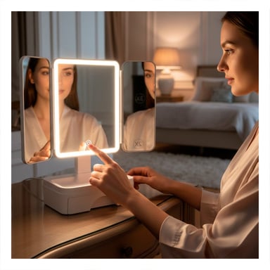 PACK4 PANEL DE MAQUILLAJE LED TRIPLE BLANCO CON CAJON Y DISEÑO MODERNO - 5