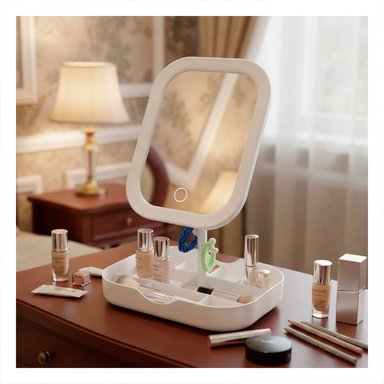PACK4 KIT DE BELLEZA CON LUZ LED CUADRADA BLANCA Y BASE DIVIDIDA Y+PAPEL REGALO - 5