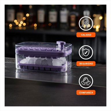 RECIPIENTE FLEXIBLE MORADO PARA PREPARAR CUBOS DE HIELO Y+LIGAS REGALO - 2