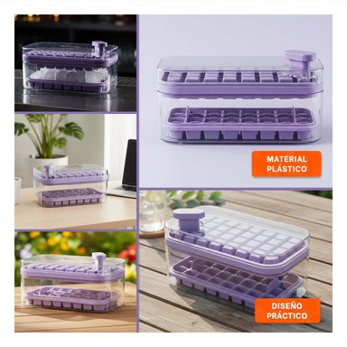 RECIPIENTE FLEXIBLE MORADO PARA PREPARAR CUBOS DE HIELO Y+LIGAS REGALO - 5