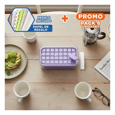 PACK6 ACCESORIO DOBLE MORADO PARA HIELO CON FACIL DESMOLDE Y+PAPEL REGALO - 1