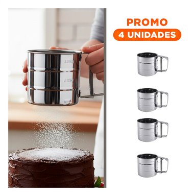 PACK4 ACCESORIO DE COCINA PLATEADO PARA CERNIR HARINA Y+REGALO STICKER - 1