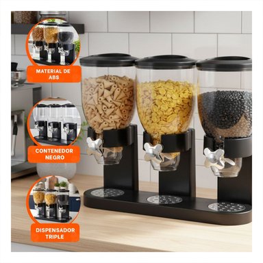 PACK6 DISPENSADOR DOBLE DE GRANOS 2L NEGRO FACIL DE USAR EN CASA Y COCINA - 5