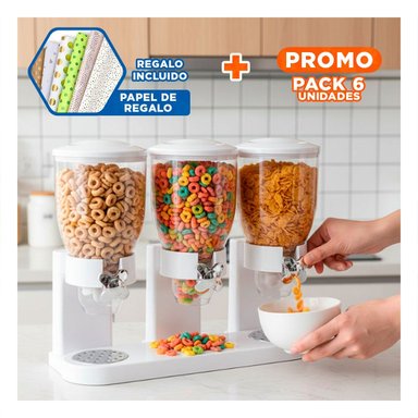 PACK6 ENVASE DOBLE DE GRANOS 2L NEGRO DURADERO Y PRACTICO PARA DESPENSA Y+PAPEL REGALO - 1