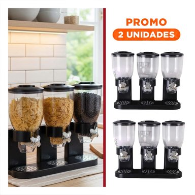 PACK2 CAJA DOBLE DE GRANOS 2L NEGRO RESISTENTE Y FACIL DE USAR EN CASA - 1