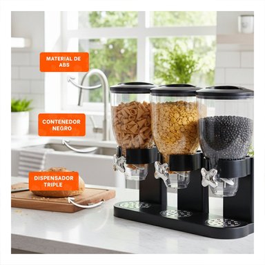 PACK2 CAJA DOBLE DE GRANOS 2L NEGRO RESISTENTE Y FACIL DE USAR EN CASA - 5