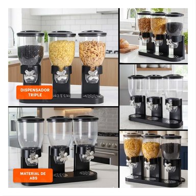 PACK4 RECIPIENTE DOBLE DE GRANOS 2L NEGRO PARA ALMACENAR ALIMENTOS SECOS Y+REGALO STICKER - 2