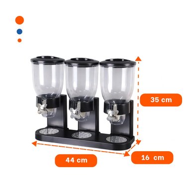 PACK4 RECIPIENTE DOBLE DE GRANOS 2L NEGRO PARA ALMACENAR ALIMENTOS SECOS Y+REGALO STICKER - 4