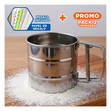 PACK2 CEDAZO PRACTICO DE COCINA PARA HARINA Y+PAPEL REGALO - 1