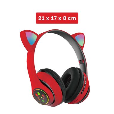 CASCOS WIRELESS TIPO GATO CON LUCES CON HUELLITAS PARA DIVERSION COLOR ROJO Y+LIGAS REGALO - 4