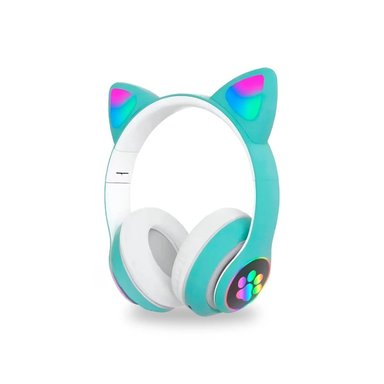 CASCOS WIRELESS TIPO GATO CON LUCES CON HUELLITAS PARA DIVERSION COLOR VERDE Y+LIGAS REGALO - 3