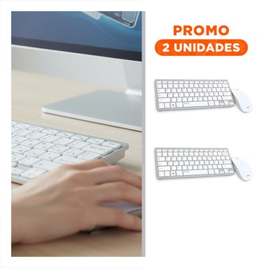 PACK2 PACK TECLADO Y MOUSE CONECTABLE PARA COMPUTADORA Y OFICINA COLOR BLANCO - 1