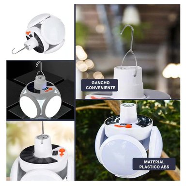 PACK4 ILUMINACION LED RECARGABLE CON PANEL SOLAR CON LUZ BRILLANTE Y+REGALO STICKER - 2