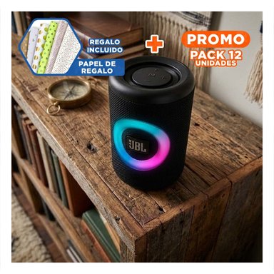PACK12 SISTEMA PORTATIL DE SONIDO BLUETOOTH NEGRO PARA MUSICA EN CASA Y+PAPEL REGALO - 1