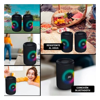 PACK12 SISTEMA PORTATIL DE SONIDO BLUETOOTH NEGRO PARA MUSICA EN CASA Y+PAPEL REGALO - 2