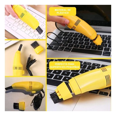 PACK4 MINI ASPIRADOR USB AMARILLO PORTATIL PARA LIMPIEZA RAPIDA Y+REGALO STICKER - 2