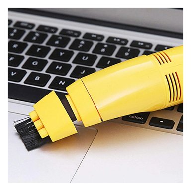 PACK4 MINI ASPIRADOR USB AMARILLO PORTATIL PARA LIMPIEZA RAPIDA Y+REGALO STICKER - 3
